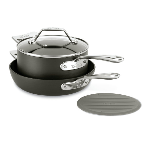 AllClad Essentials 4Piece NonStick Skillet Set with Lids & Reviews